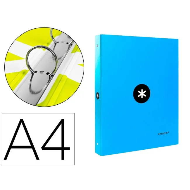 CARPETA LIDERPAPEL ANTARTIK A4 FORRADA 4 ANILLAS 25 MM REDONDAS COL...