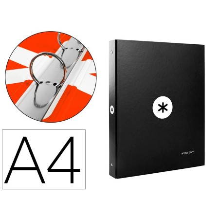 CARPETA LIDERPAPEL ANTARTIK A4 FORRADA 4 ANILLAS 25 MM REDONDAS COL...