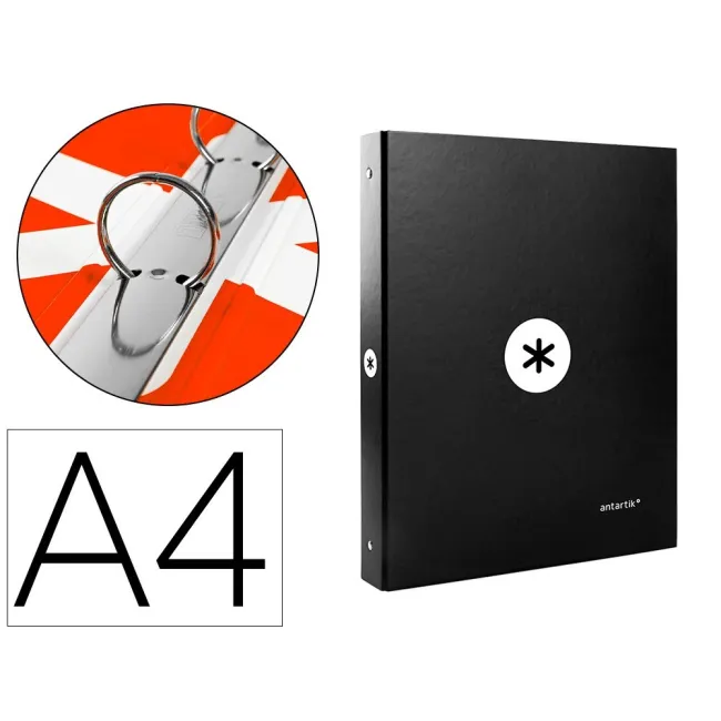 CARPETA LIDERPAPEL ANTARTIK A4 FORRADA 4 ANILLAS 25 MM REDONDAS COL...