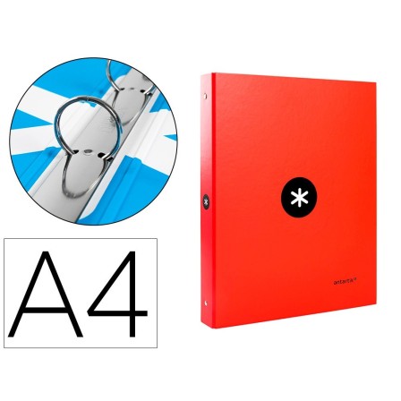 CARPETA LIDERPAPEL ANTARTIK A4 FORRADA 4 ANILLAS 25 MM REDONDAS COL...