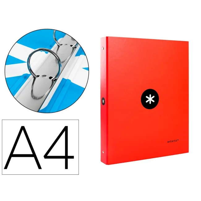 CARPETA LIDERPAPEL ANTARTIK A4 FORRADA 4 ANILLAS 25 MM REDONDAS COL...