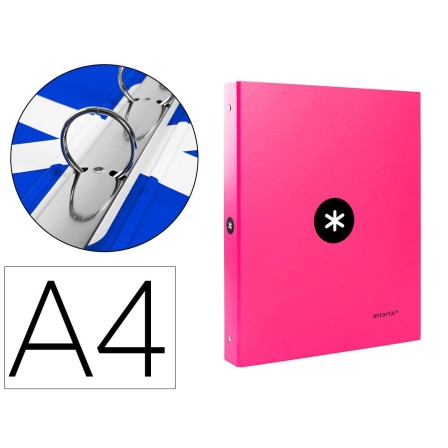 CARPETA LIDERPAPEL ANTARTIK A4 FORRADA 4 ANILLAS 25 MM REDONDAS COL...