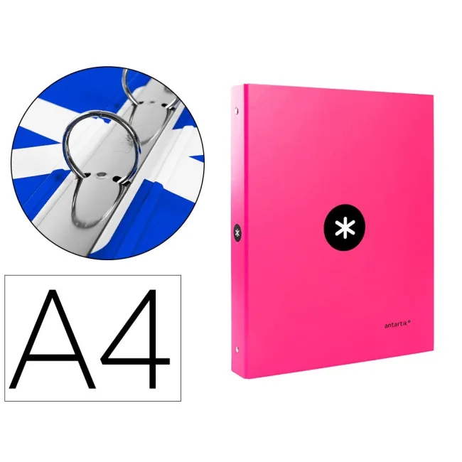 CARPETA LIDERPAPEL ANTARTIK A4 FORRADA 4 ANILLAS 25 MM REDONDAS COL...