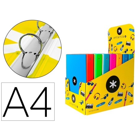 CARPETA LIDERPAPEL ANTARTIK A4 FORRADA 4 ANILLAS 25 MM REDONDAS COL...