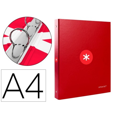 CARPETA LIDERPAPEL ANTARTIK A4 FORRADA 4 ANILLAS 25 MM REDONDAS COL...