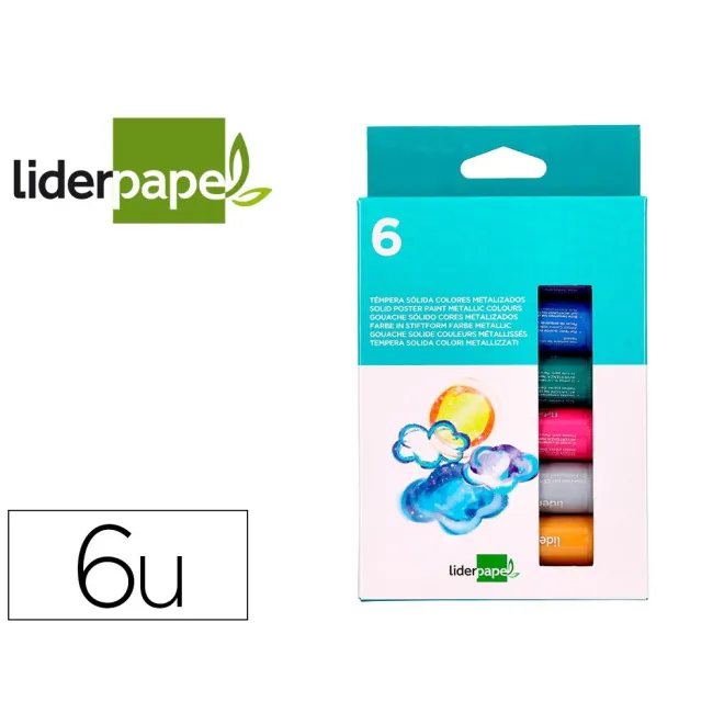 TEMPERA SOLIDA EN BARRA LIDERPAPEL ESCOLAR 10 GR CAJA DE 6 COLORES ...