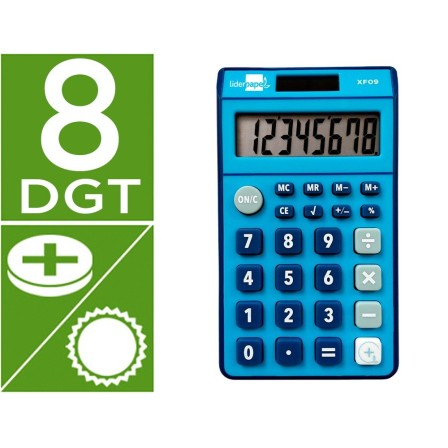 CALCULADORA LIDERPAPEL BOLSILLO XF09 8 DIGITOS SOLAR Y PILAS COLOR ...