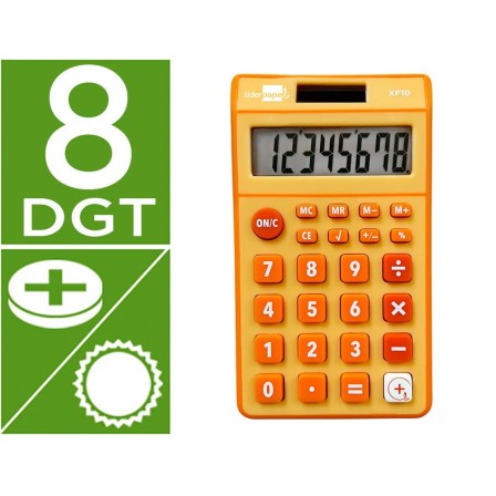CALCULADORA LIDERPAPEL BOLSILLO XF10 8 DIGITOS SOLAR Y PILAS COLOR ...