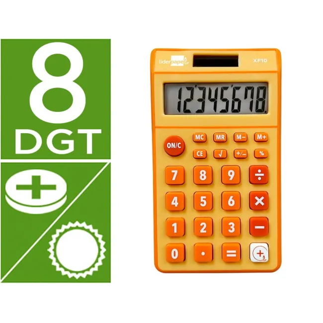CALCULADORA LIDERPAPEL BOLSILLO XF10 8 DIGITOS SOLAR Y PILAS COLOR ...