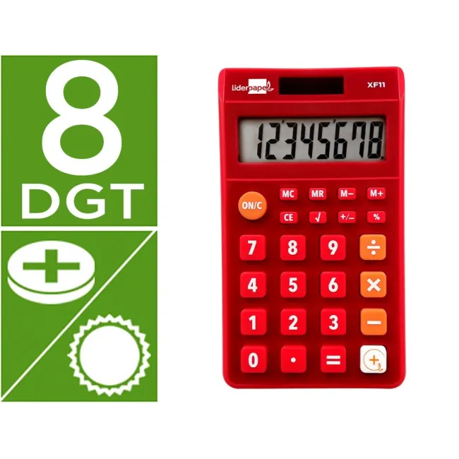 CALCULADORA LIDERPAPEL BOLSILLO XF11 8 DIGITOS SOLAR Y PILAS COLOR ...