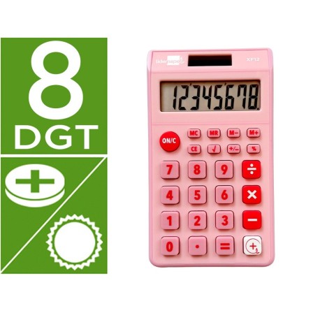 CALCULADORA LIDERPAPEL BOLSILLO XF12 8 DIGITOS SOLAR Y PILAS COLOR ...