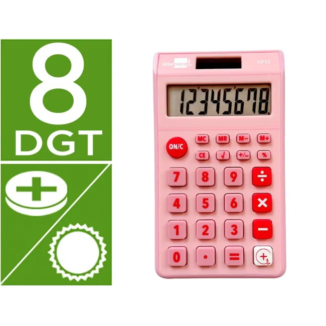 CALCULADORA LIDERPAPEL BOLSILLO XF12 8 DIGITOS SOLAR Y PILAS COLOR ...
