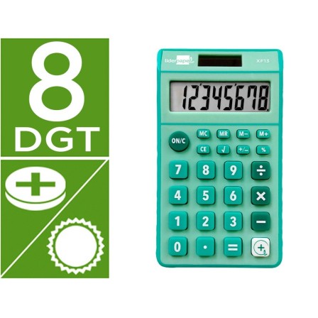 CALCULADORA LIDERPAPEL BOLSILLO XF13 8 DIGITOS SOLAR Y PILAS COLOR ...