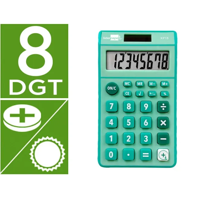 CALCULADORA LIDERPAPEL BOLSILLO XF13 8 DIGITOS SOLAR Y PILAS COLOR ...