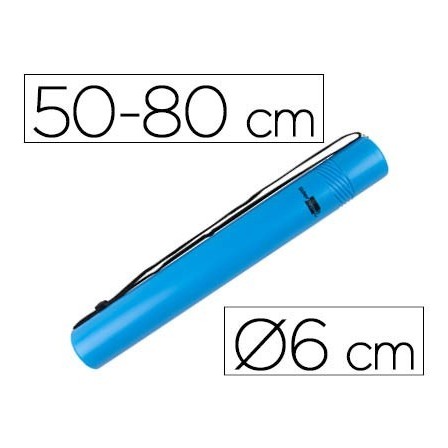 PORTAPLANOS PLASTICO LIDERPAPEL DIAMETRO 6 CM EXTENSIBLE HASTA 80 AZUL