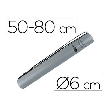 PORTAPLANOS PLASTICO LIDERPAPEL DIAMETRO 6 CM EXTENSIBLE HASTA 80 GRIS