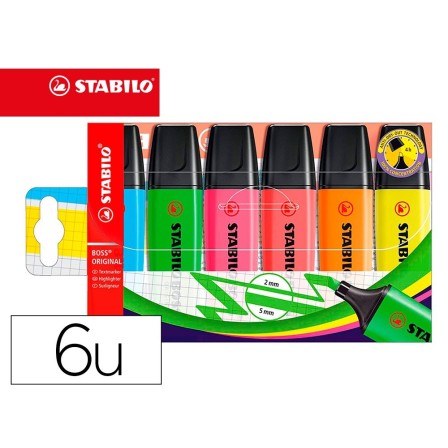 ROTULADOR STABILO BOSS FLUORESCENTE 70 ESTUCHE DE 6 UNIDADES COLORE...