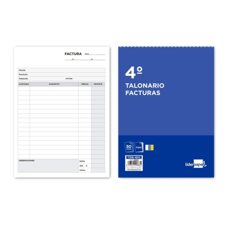 TALONARIO LIDERPAPEL FACTURAS CUARTO ORIGINAL Y 2 COPIAS T316 CON I...