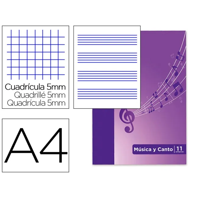 BLOC MUSICA Y CANTO OXFORD DIN A4 24 HOJAS 90 GR PENTAGRAMA INTERLI...