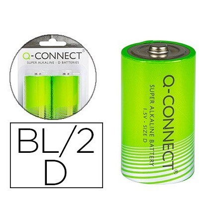 PILA Q-CONNECT ALCALINA D -BLISTER CON 2 PILAS
