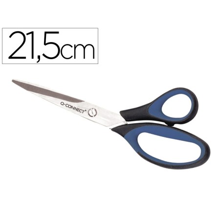 TIJERA OFICINA Q-CONNECT MANGO CAUCHO 8" 21'5 CM BLISTER DE SEGURIDAD