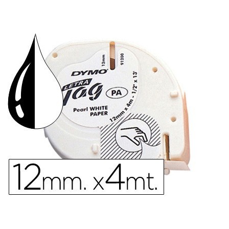 CINTA DYMO PAPEL 12MMX4MT -NEGRO/BLANCO PARA LETRATAG