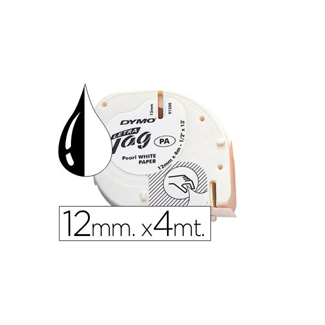 CINTA DYMO PAPEL 12MMX4MT -NEGRO/BLANCO PARA LETRATAG