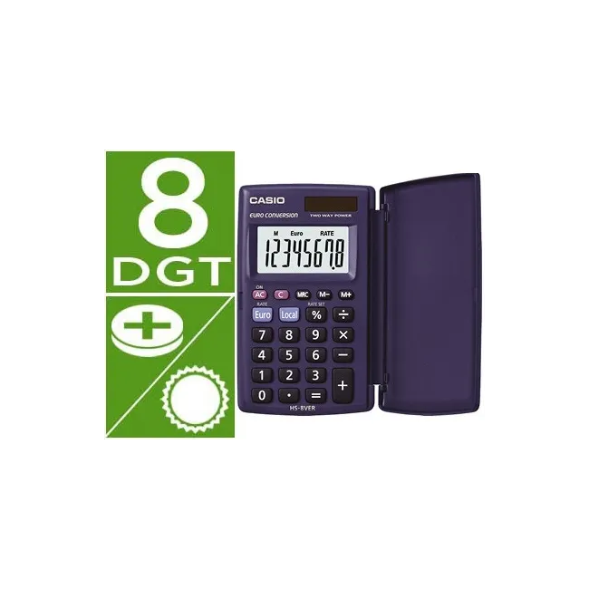 CALCULADORA CASIO HS-8VER BOLSILLO 8 DIGITOS CONVERSION MONEDA CON ...