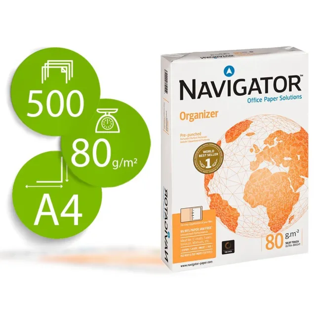 PAPEL FOTOCOPIADORA NAVIGATOR DIN A4 80 GRAMOS 2 TALADROS PAPEL MUL...