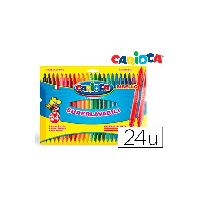 ROTULADOR CARIOCA BIRELO BIPUNTA CAJA DE 24 COLORES