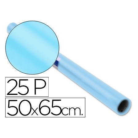 PAPEL CHAROL ROLLO CELESTE -25 HOJAS DE 50X65 CM
