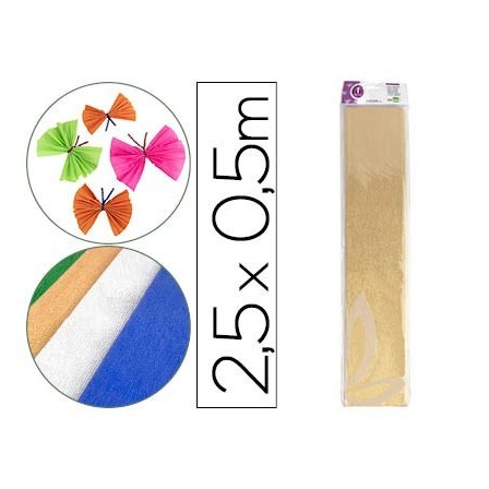 PAPEL CRESPON LIDERPAPEL 50 CM X 2.5M METALIZADO ORO