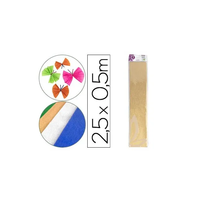 PAPEL CRESPON LIDERPAPEL 50 CM X 2.5M METALIZADO ORO