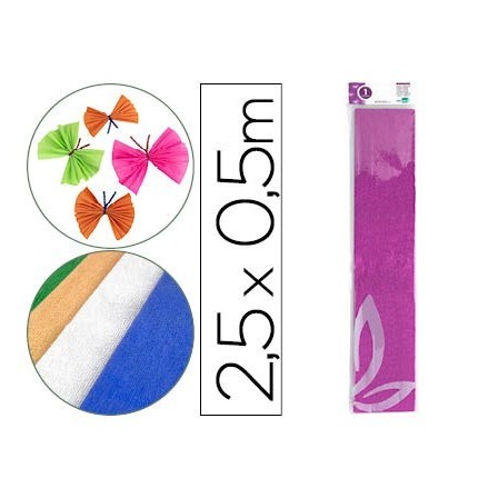 PAPEL CRESPON LIDERPAPEL 50 CM X 2.5M METALIZADO ROSA