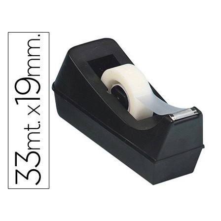 PORTARROLLO SOBREMESA Q-CONNECT PLASTICO PARA CINTA DE 33 MT NEGRO