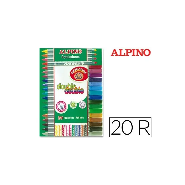 ROTULADOR ALPINO DOUBLE DOUBLEPUNTA GRUESA Y PUNTA FINA CAJA DE 20 ...