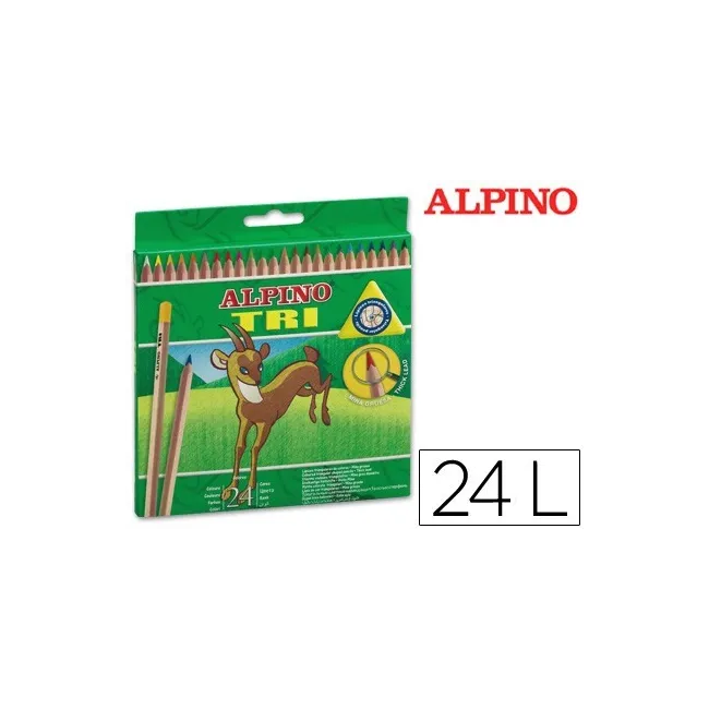 LAPICES DE COLORES ALPINO TRI ESTUCHE DE 24 COLORES SURTIDOS