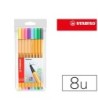 ROTULADOR STABILO PUNTA DE FIBRA POINT 88 ESTUCHE DE 8 COLORES SURT...
