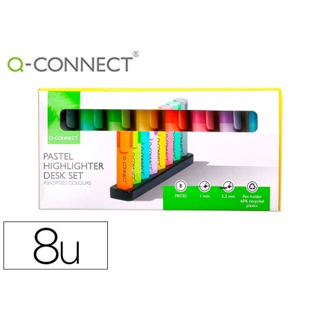 ROTULADOR Q-CONNECT FLUORESCENTE PASTEL PUNTA BISELADA ESTUCHE DE S...