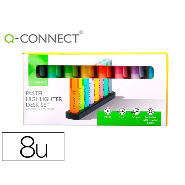 ROTULADOR Q-CONNECT FLUORESCENTE PASTEL PUNTA BISELADA ESTUCHE DE S...