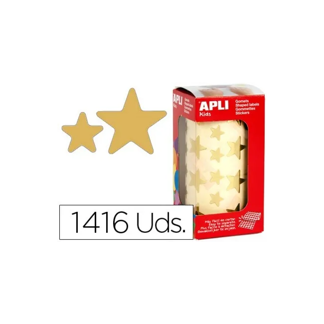 GOMETS AUTOADHESIVOS ESTRELLAS GRANDES ORO EN ROLLO CON 1416 UNIDAD...