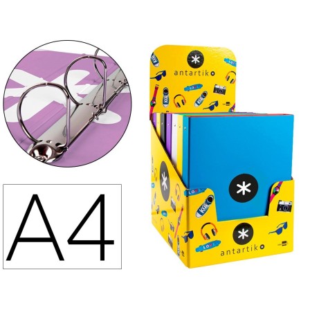 CARPETA 4 ANILLAS 40 MM MIXTAS LIDERPAPEL ANTARTIK A4 FORRADA COLOR...