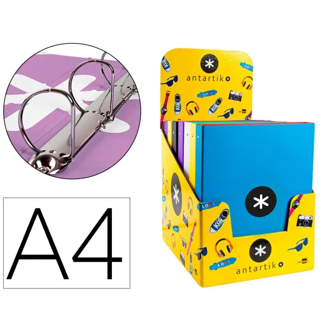 CARPETA 4 ANILLAS 40 MM MIXTAS LIDERPAPEL ANTARTIK A4 FORRADA COLOR...