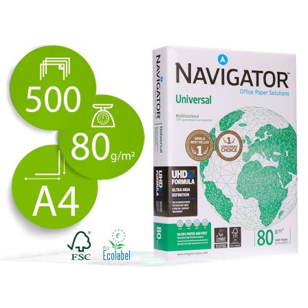 PAPEL FOTOCOPIADORA NAVIGATOR DIN A4 80 GRAMOS -PAQUETE DE 500 HOJAS