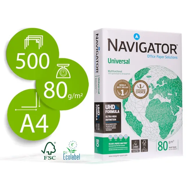 PAPEL FOTOCOPIADORA NAVIGATOR DIN A4 80 GRAMOS -PAQUETE DE 500 HOJAS