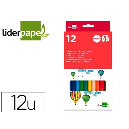 LAPICES DE COLORES LIDERPAPEL C/ DE 12 COLORES JUMBO CON SACAPUNTAS