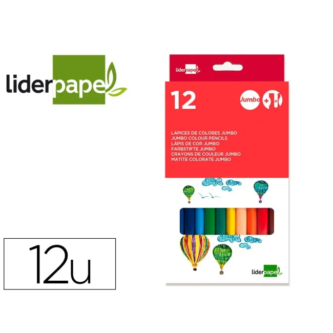 LAPICES DE COLORES LIDERPAPEL C/ DE 12 COLORES JUMBO CON SACAPUNTAS
