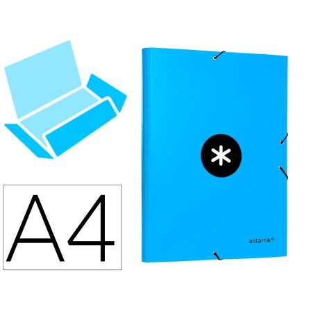 CARPETA LIDERPAPEL ANTARTIK GOMAS A4 3 SOLAPAS CARTON FORRADO COLOR...