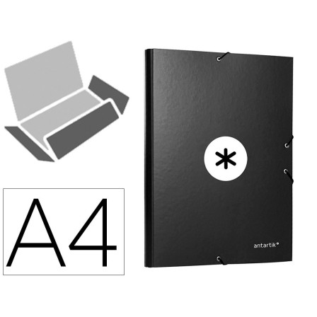 CARPETA LIDERPAPEL ANTARTIK GOMAS A4 3 SOLAPAS CARTON FORRADO COLOR...