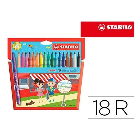 ROTULADOR STABILO POWER CAJA DE 18 COLORES
